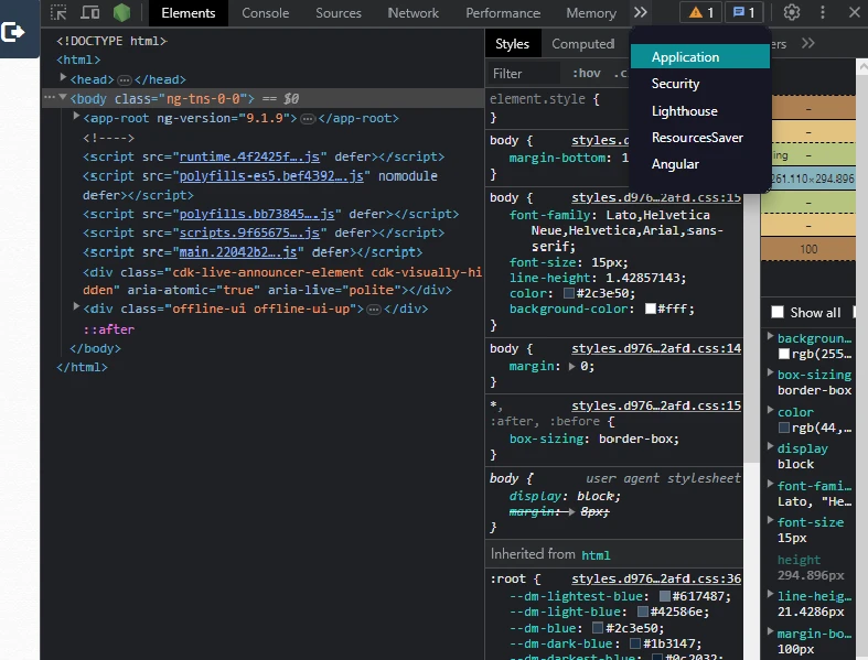 Application tab